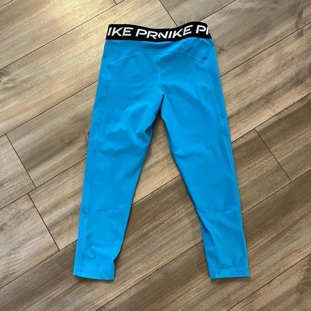 Nike Pro Blue Athletic Leggings Women Medium Bin‎ L-60